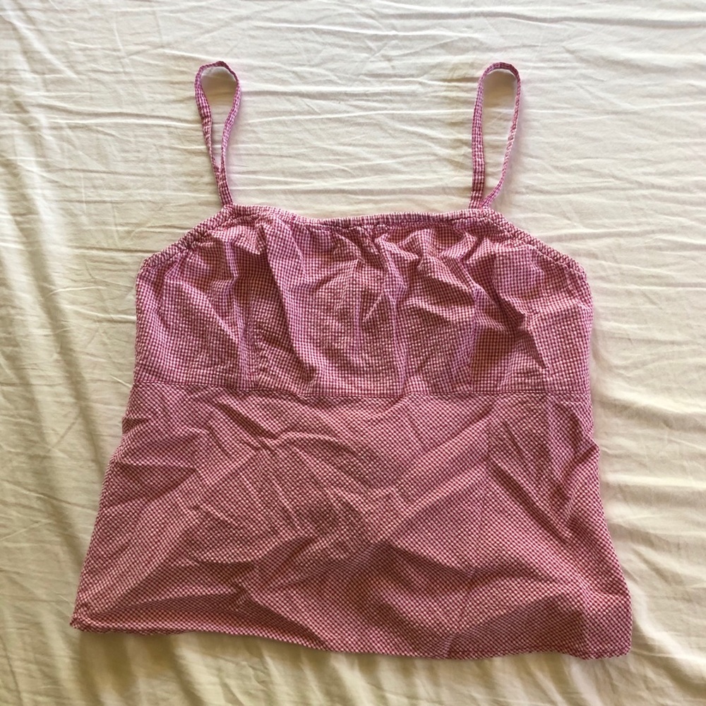 vintage old navy pink gingham tank top